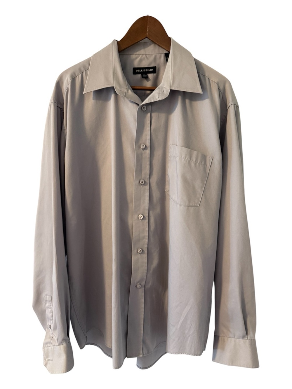 Bellissimo Men’s Dress Shirt 17.5 44 Light Plum Gray Cotton Blend Long Sleeve
